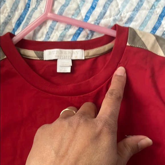 Burberry Red Long Sleeve Tee with Classic Design - Picture 8 of 10